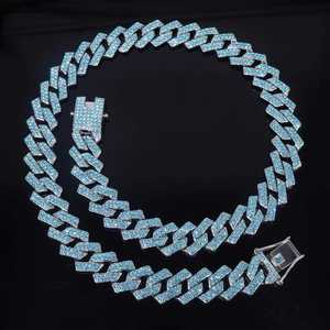 Collier chaîne en argent S925 pour homme avec moissanite, plaqué rhodium, style hip-hop, maillons géométriques cubains, pour usage quotidien - Product Image 1