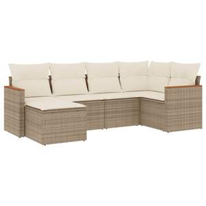 Conjunto de Sofás de Jardín de Ratán Sintético PE Beige y Acero con Recubrimiento en Polvo - Product Image 2