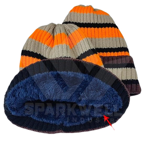 Gorro de invierno a rayas unisex de acrílico tejido cálido informal para adultos 56-58CM - Product Image 3