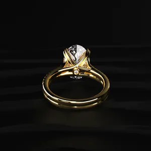 Oval Cut Dual <b>Split</b> Engagement <b>Ring</b> Classic Lab Grown Diamond Gold Plated 10-18K Wedding Anniversary Gift VVS-VS Clarity IGI - Product Image 4