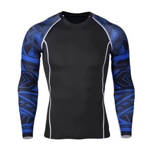 <b>Men's</b> Custom Long Sleeve <b>Compression</b> Gym Rash Guard Breathable Spandex/Polyester Quick Dry <b>Shirt</b> with Sun Protection - Product Image 1