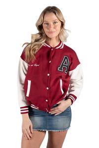 Chaqueta Varsity Personalizada con Bordado, de Piel de Oveja Transpirable, para Mujer, Mangas Largas, Calidad Premium, Estilo Urbano, Ropa de Invierno - Product Image 2
