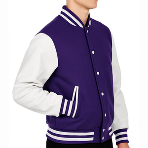 OEM Custom Coated Stand Collar Winter <b>Mens</b> Wool Varsity Jacket with Embossed Front Personalized Design New Condition - Product Image 1