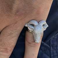 Bague Statement Unique en Forme de Main Givrée, Moissanite, Argent Massif, Sans Nickel, Sans Plomb, Bijoux Hip Hop de Luxe, Tendance Mode