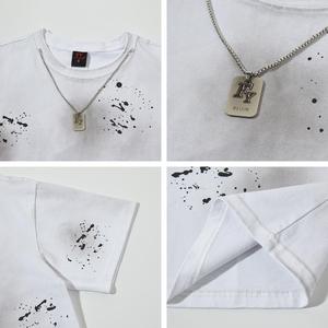 เสื้อยืดโอเวอร์ไซส์สีขาวสำหรับผู้ชาย แขนสั้น ลายพิมพ์สไตล์สตรีท คอกลม ผ้าฝ้ายเจอร์ซีย์ 100% ทรงพอดีตัว - Product Image 5