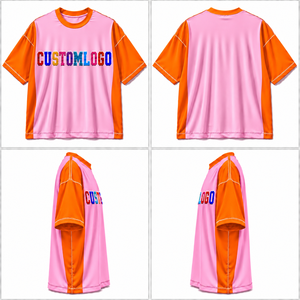 Custom Logo Men's Pink <b>Orange</b> Short Sleeve <b>T</b>-<b>Shirt</b> 100% Cotton O-Neck Printed Letter Design Casual Regular Fit Quick Dry Soft - Product Image 5