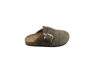 Mules en daim à bout fermé avec boucle, semelle intermédiaire en liège, semelle extérieure en caoutchouc antidérapante, tendance mode toutes saisons - Product Image 4