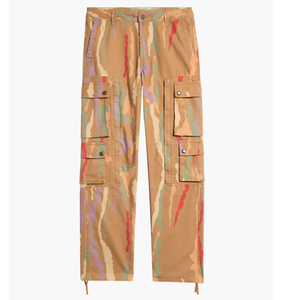 Pantalones de hombre estilo urbano, holgados, con bolsillos cargo, de pierna ancha, con efecto de pintura salpicada de color, camuflaje personalizado y corte cuadrado apilado, de la fábrica Pants Factory - Product Image 5