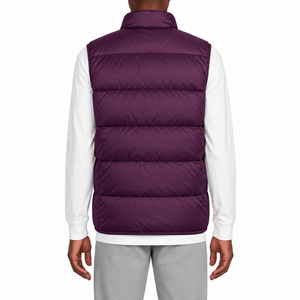 Men's Purple Puffer Vest Stand Collar Zip Up Winter Down Waistcoat Casual Windproof <b>Gilet</b> - Product Image 2