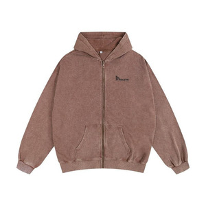 Sudadera con capucha vintage para hombre con cremallera, de felpa francesa gruesa y cómoda, estilo oversize, personalizable, estilo streetwear. - Product Image 3