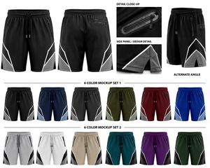 Pantalones Cortos Deportivos para Hombre, Ecológicos, Color Negro Grisáceo, de Secado Rápido, con Cordón Ajustable, Cintura Media, con Bolsillos con Cremallera, Ropa Deportiva - Product Image 6
