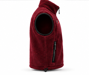 Chaleco de Forro Polar Sherpa Borgoña para Hombre, Cuello Alto, Cierre Completo, Ropa Exterior Informal, Largo Regular, Color Sólido, Cierres Frontales, Logotipo OEM - Product Image 3