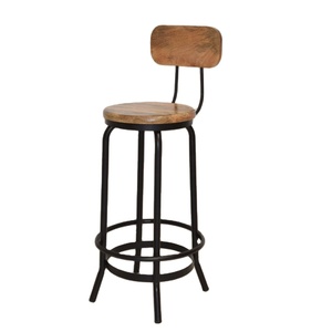 Chaise de Bar en Bois Massif de Style Antique Base en Fer de Haute Qualité pour Hôtels Salle à Manger Maison Bars Prix de Gros Meubles Industriels - Product Image 1