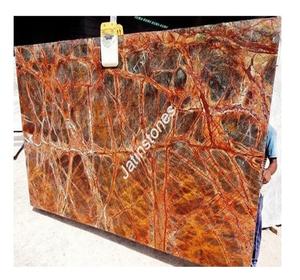 Losa de Piedra Exótica con Vetas de Cobre y Mármol Dorado Rain Forest para Cubiertas de Mesa, Decoración de Paredes, Pisos de Salones y Paneles de Azulejos para Interiores - Product Image 1