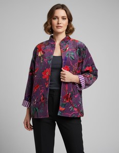 Tropical Luxury Safari Print Blazer Beautiful Women's Floral Velvet Bomber Jacket Printed Boho Ladies Kimono <b>Robe</b> Winter <b>Coat</b> - Product Image 1