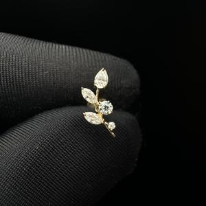 Refined 14K <b>Gold</b> Lab Grown Diamond Vine Leaf <b>Earring</b> With Elegant <b>Cartilage</b> Climber Design - Product Image 5