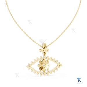 Collier Pendentif Floral Pavé de Diamants de Laboratoire en Or Massif 14K 18K, Bijou de Protection Fin pour Femme, Vente en Gros - Product Image 4