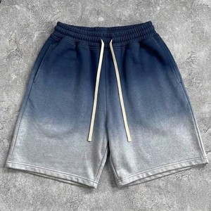 Shorts de survêtement dégradé bleu-gris pour hommes, décontractés, avec cordon de serrage, en coton doux, pour l'été, style athlétique et streetwear - Product Image 4