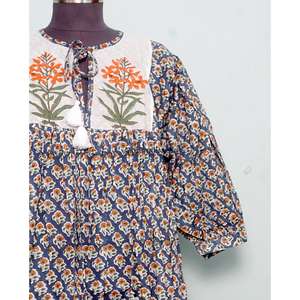 Exportateurs de robes d'été bohèmes maxi en coton 100% imprimé numérique floral, écologiques, coupe trapèze, pour femmes - Product Image 3