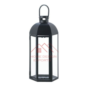 Black Finished Iron Metal Candle <b>Lantern</b> Handmade Luxury candle <b>Hurricane</b> With Glass Votive - Product Image 1