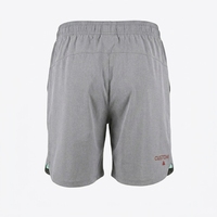 Shorts décontractés pour hommes en polyester gris uni, taille élastique avec cordon de serrage, séchage rapide, respirant, logo frontal, 7 pouces, pour l'été et le sport