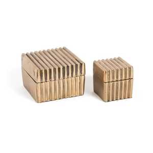 Modern Fluted Brass Storage Box <b>Set</b> Ribbed Metal Jewelry Container <b>Square</b> Keepsake Box Minimalist Desktop Trinket Organizer Case - Product Image 1