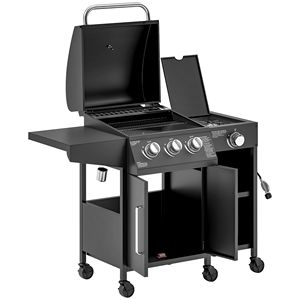 Griglia a Gas propano a 3 fuochi con bruciatore laterale 37,000 uscita BTU 310 Sq.in. Scaffali Area cottura 310 Sq.in. Grigliate per Barbecue - Product Image 1