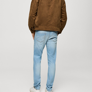 Jeans en denim uni pour hommes et garçons, coupe droite, respirant, style streetwear hip-hop, avec rivets, 100% coton, léger, de marque - Product Image 3