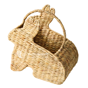 Cesta de Jacinto de Agua con Forma de Conejo y Asa, de un Solo Nivel, Tejida, Organizador de Juguetes y Almacenamiento para Guardería y Cocina - Product Image 1