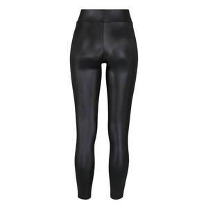Leggings noirs taille haute en PU enduit, longueur intégrale, coupe classique, respirants, imperméables, coupe-vent, taille élastique, streetwear d'hiver - Product Image 1