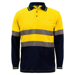 Men's Hi-Vis Long Sleeve Safety Polo Shirt Two-Tone Reflective Tape Quick-Dry Workwear <b>Top</b> Wholesale OEM Custom Logo - Product Image 1