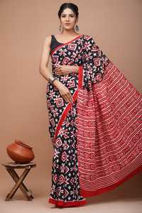 Sari en coton Mulmul de qualité supérieure, imprimé à la main, vente en gros, vêtements ethniques indiens, fabricant et fournisseur en gros - Product Image 6