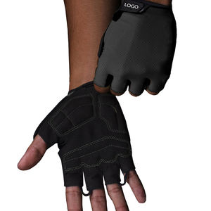 Gants de cyclisme d'été en cuir écologique respirant, demi-doigts, paume antidérapante, lavables, unisexes, couleurs personnalisables - Product Image 4