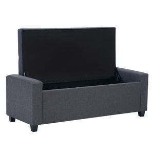 Panca contenitore imbottita in finto lino da 48 pollici con braccioli, in tessuto, per camera da letto, soggiorno e ingresso, ideale per riporre oggetti all'ingresso della camera da letto - Product Image 5