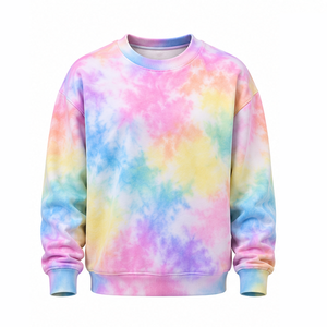 Sudadera Vintage con Efecto Tie-Dye, Estilo Urbano, de Algodón y Felpa, Cuello Redondo, Marca Privada de Fábrica, Ropa Cómoda y Casual - Product Image 1
