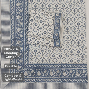 Jaipur Hand <b>Block</b> Printed Floral Pure Cotton Indian <b>Bed</b> Sheet Set Wholesale Durable Skin Friendly Non Toxic Dyes Wedding - Product Image 4