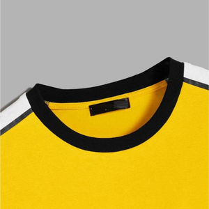 T-shirts de sport décontractés pour hommes, 100 % coton, col rond, avec logo de marque personnalisé et couleurs contrastées - Product Image 3