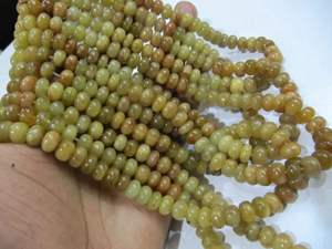 Aigue-marine jaune naturelle, forme ronde, 8 mm, vendue par brin de 8 pouces de long - Product Image 3