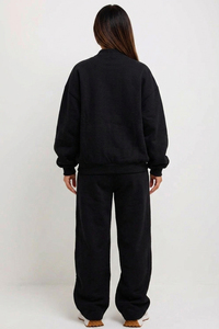 Conjunto de Chándal Holgado con Cremallera para Mujer / Sudadera de Invierno con Hombros Caídos y Pantalones Anchos para Mujer, Suéter de Cuello Redondo para Mujer - Product Image 2