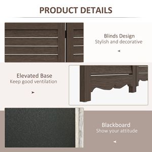 "Handcrafted Portable 4 Panel Folding Privacy <b>Screen</b> Room Divider with Chalkboard Walnut Home Office Decor" - Product Image 6