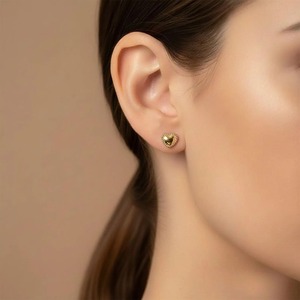 Pendientes de Corazón con Baño de Oro de 18k, Diseño Bonito, Plata 925, Joyería Unisex para Uso Diario - Product Image 3