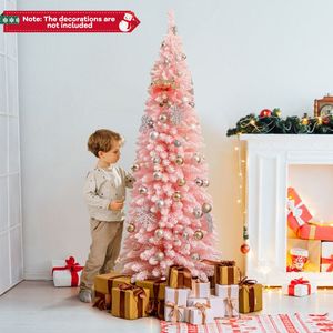 Albero di Natale Artificiale Rosa di 1,8 Metri con 460 Punte di Rami per Decorazioni Festive - Product Image 5