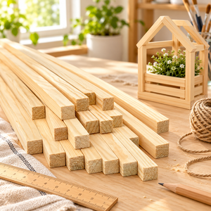 Palos Cuadrados de Madera de Pino Sólido Sin Acabado 1x1x36" |   Tiras de Madera Natural Duraderas para Trabajos de Carpintería - Product Image 4