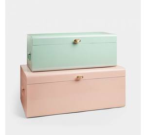 Baúl de Almacenamiento de Acero Gris con Herrajes en Oro Rosa para una Solución de Organización del Hogar Contemporánea - Product Image 5