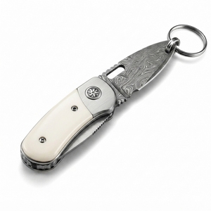 Couteau porte-clés artisanal de Damas, lame pliante légère, outil de plein air pour le camping et les activités de voyage - Product Image 3