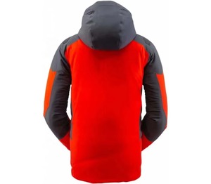 เสื้อแจ็คเก็ตสกีผู้ชายแบบมีฮู้ดกันน้ำ สีส้มเทา ตัดต่อสี  บุใยสังเคราะห์ ปิดซิป สำหรับใส่กลางแจ้งในฤดูหนาว - Product Image 4