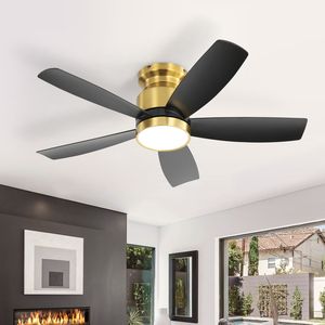 42-Inch <b>Flush</b> <b>Mount</b> <b>LED</b> <b>Ceiling</b> Fans with 22W <b>LED</b> <b>Light</b> and Remote Control 5 ABS Blades for Bedroom Patio - Product Image 6