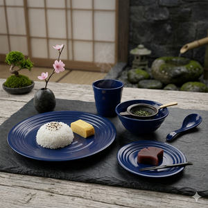 Vaisselle écologique moulée par injection MIT Precision PGT : tasses, bols, cuillères et assiettes - Bleu nuit foncé - Product Image 1