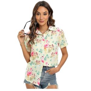 Chemises Hawaïennes pour Femmes, Chemises à Manches Courtes à Boutons, Chemises de Plage Aloha Tropicales à Motifs Floraux pour Femmes - Product Image 2