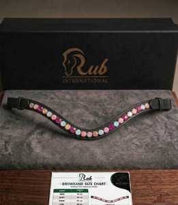Cómoda Diadema de Cuero de Lujo con Incrustaciones de Cristal en Forma de Corazón, Personalizable con Logotipo, Diadema Internacional Premium con Pedrería para Caballos - Product Image 1
